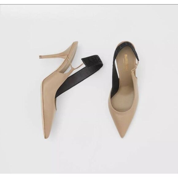 Burberry Logo Leather Slingback Pupms.   Store display. Comes with box and dust - Picture 4 of 13